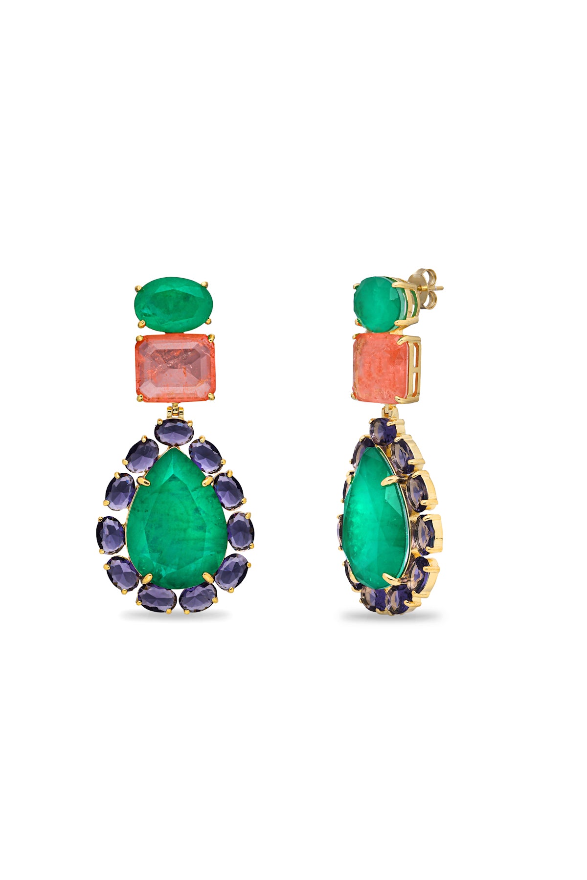 Peacock Paradise Chandelier Dangler Earrings