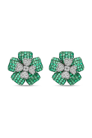 Emerald Green Blooming Euphoria Studs Earrings