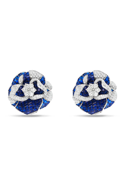 Blue Sapphire Wildflower Whispers Studs Earrings
