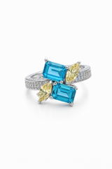 Aqua Harmony Gemstone Duo Cocktail Ring