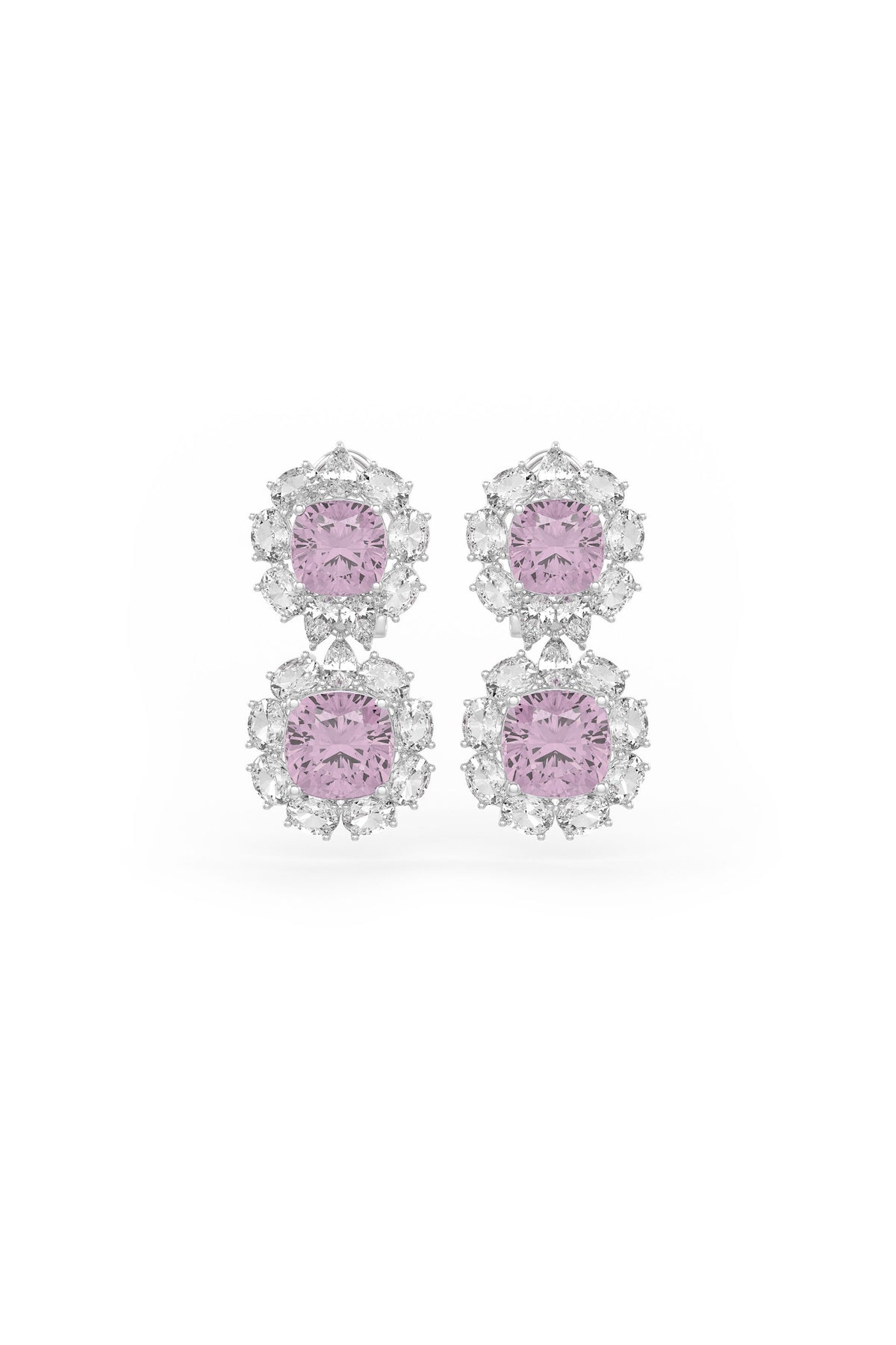 Double Pink Cascade Studs Earrings