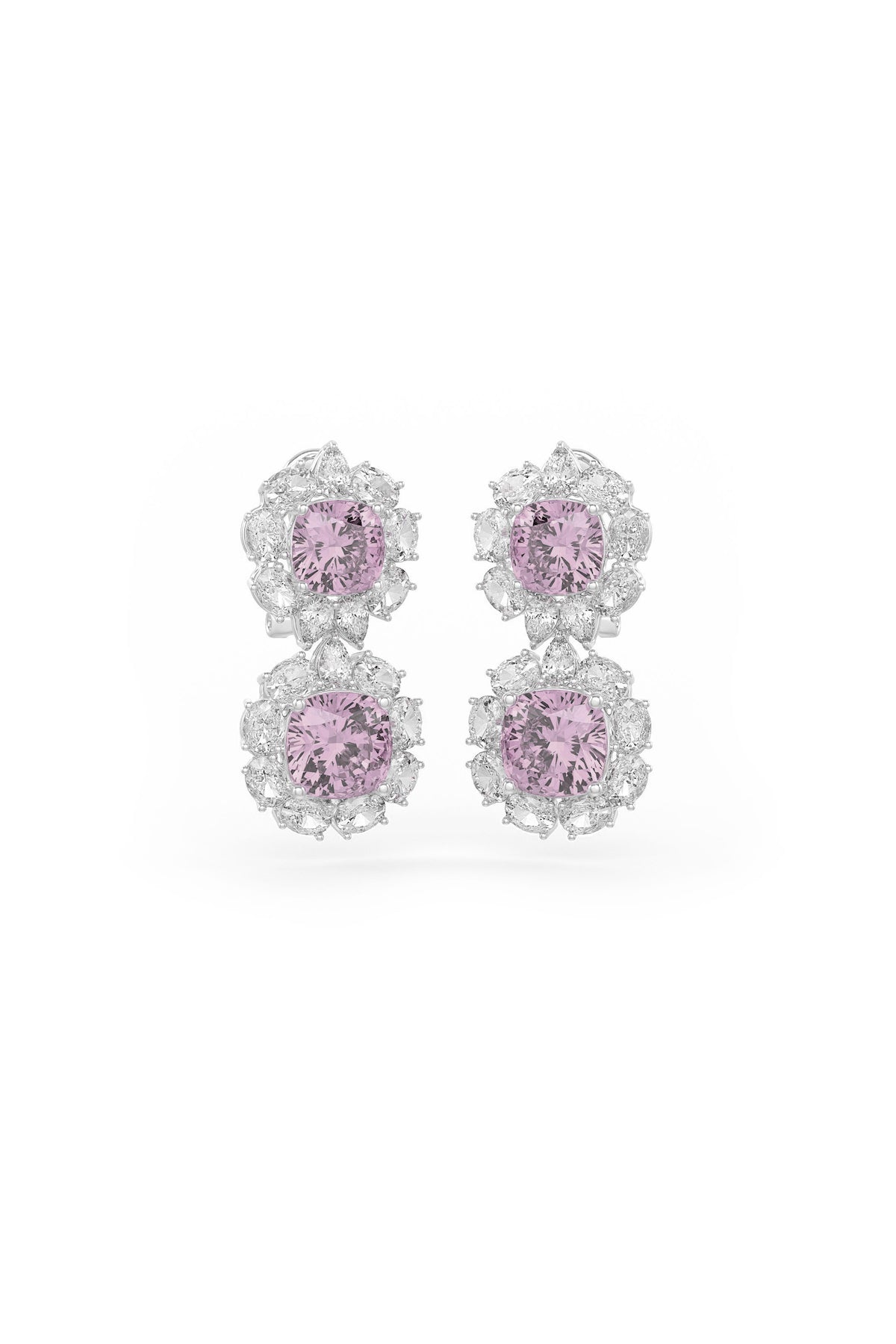 Double Pink Cascade Studs Earrings