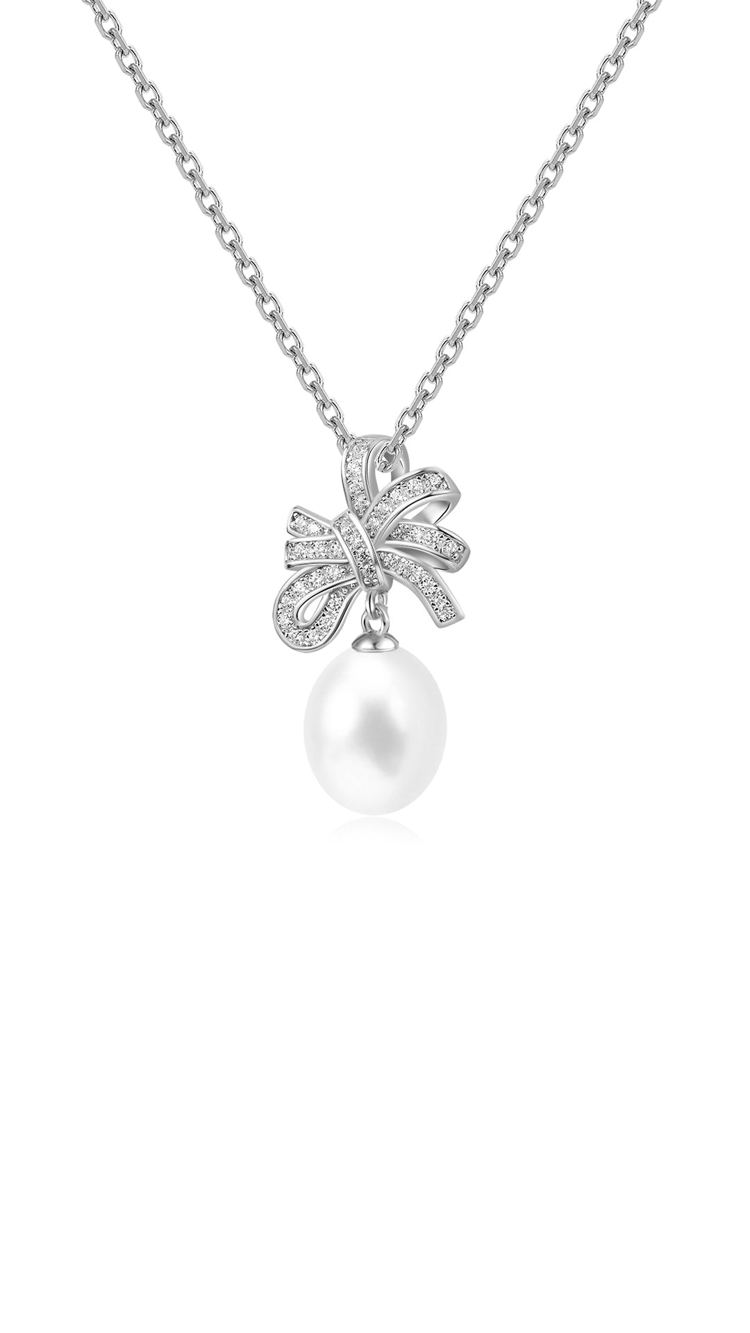 Vintage Teardrop Crystal Bow Pearl Necklace