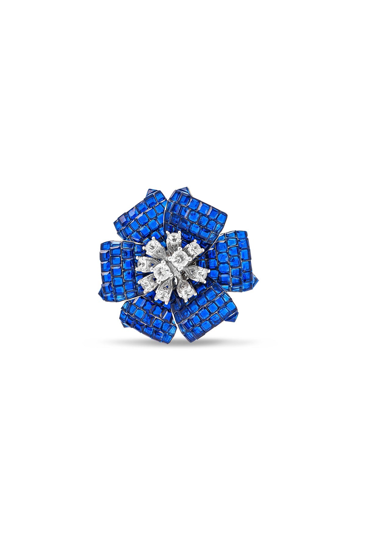 Mystical  Blue Sapphire Petal Cascade Ring