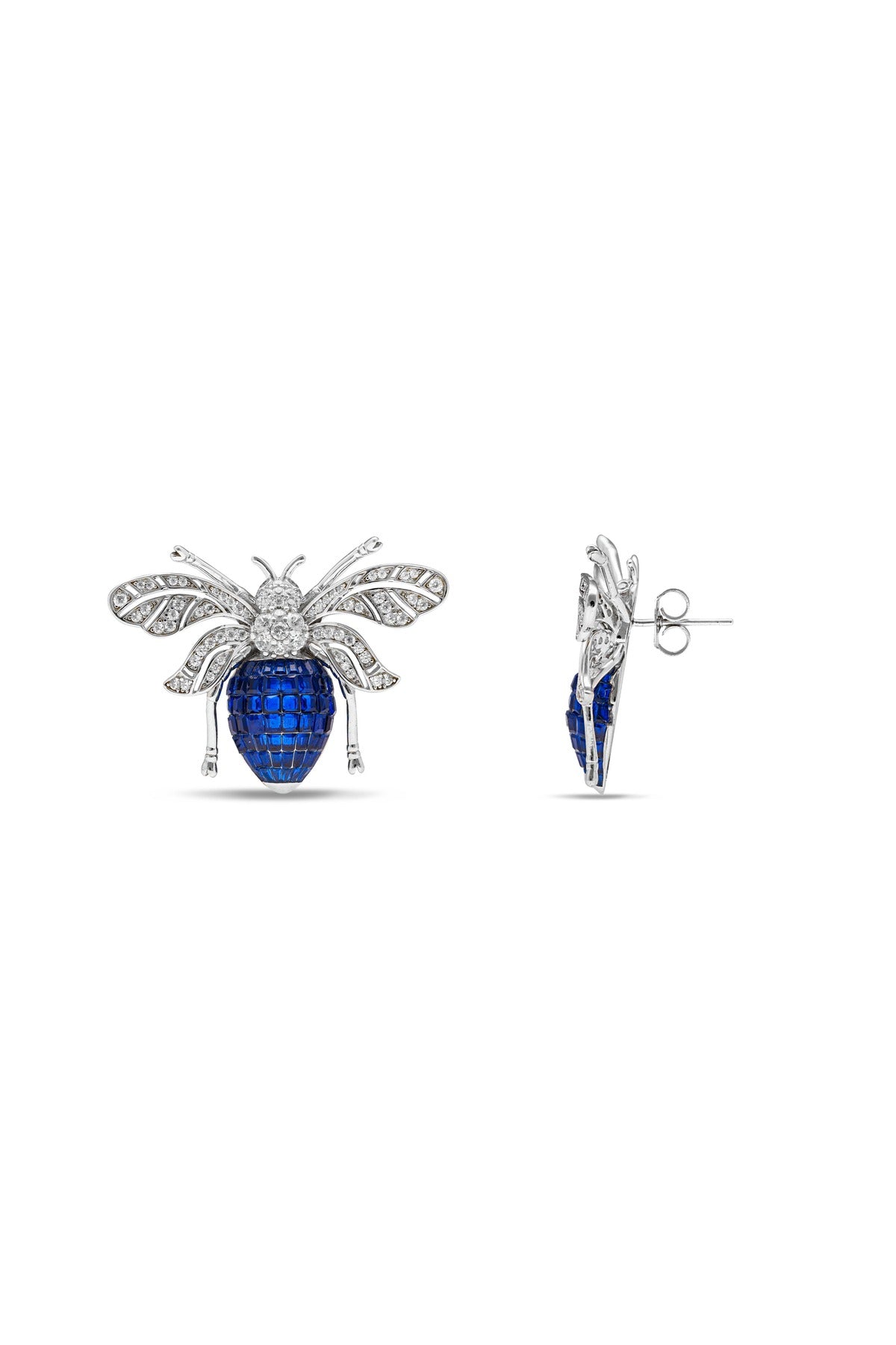 Forest Blue Sapphire Fable Bee Earrings