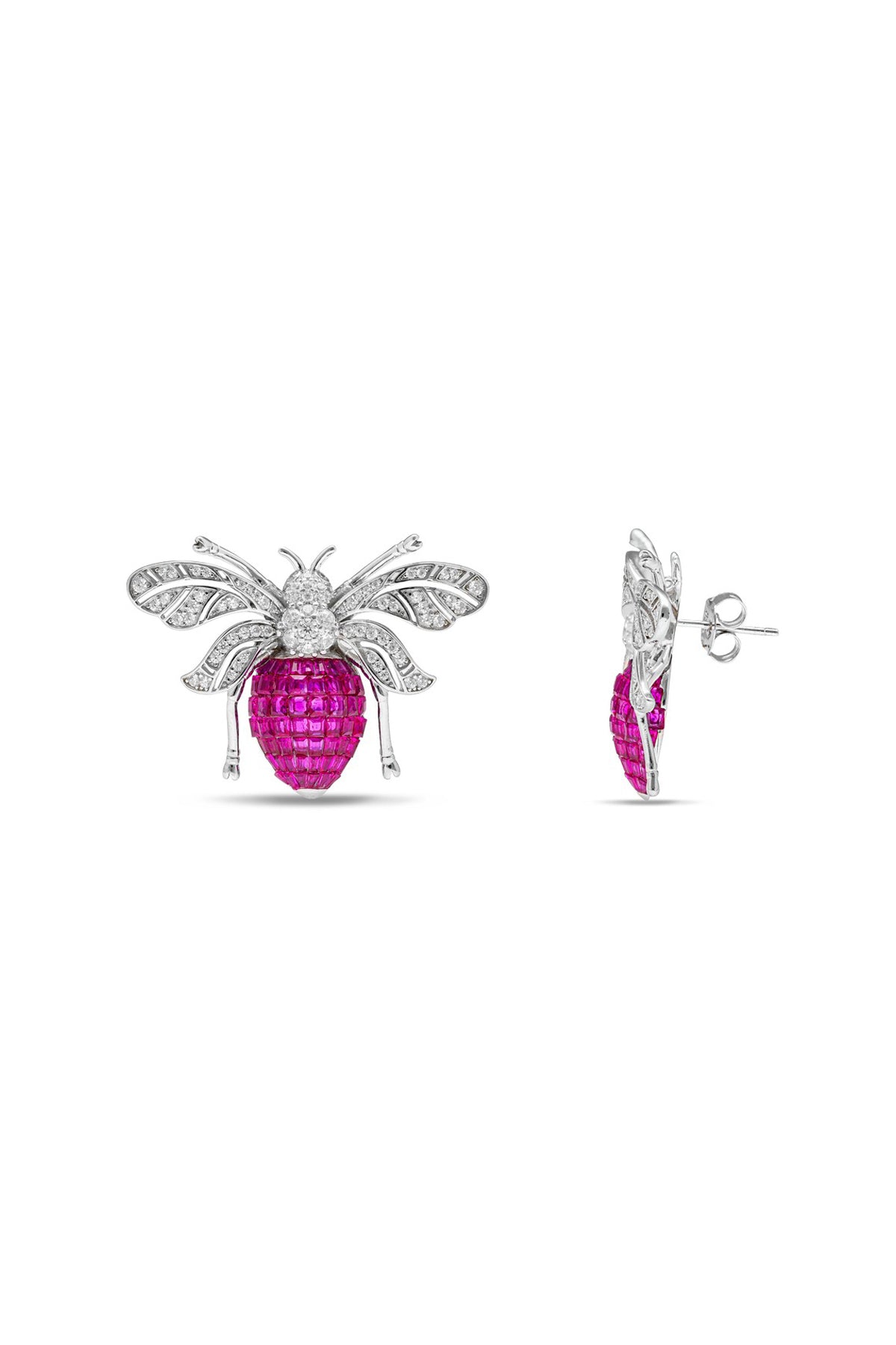 Forest Ruby Fable Bee Earrings