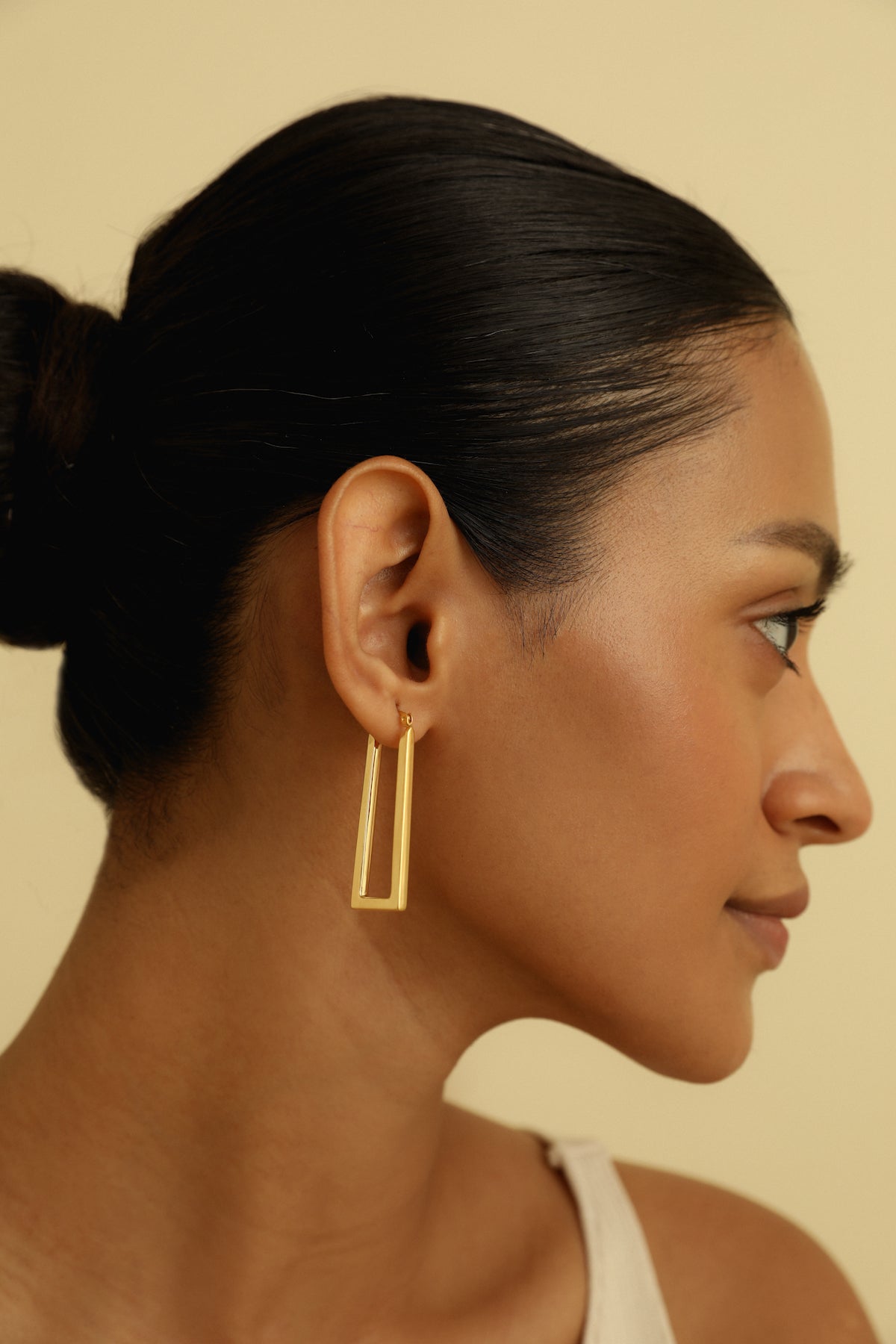 Block Gold Plated Statement Hoop Earrings