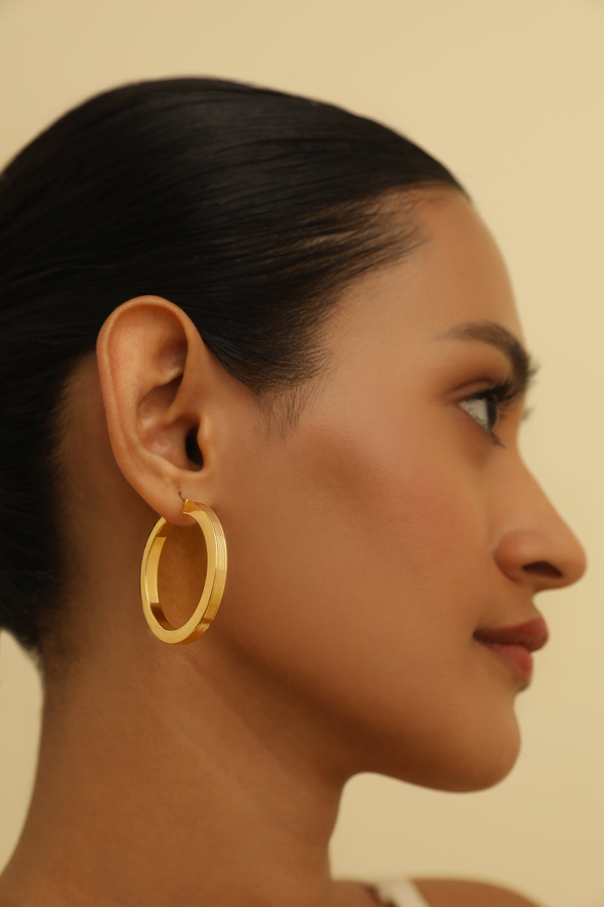 Linear Textured Large Hoop Earrings