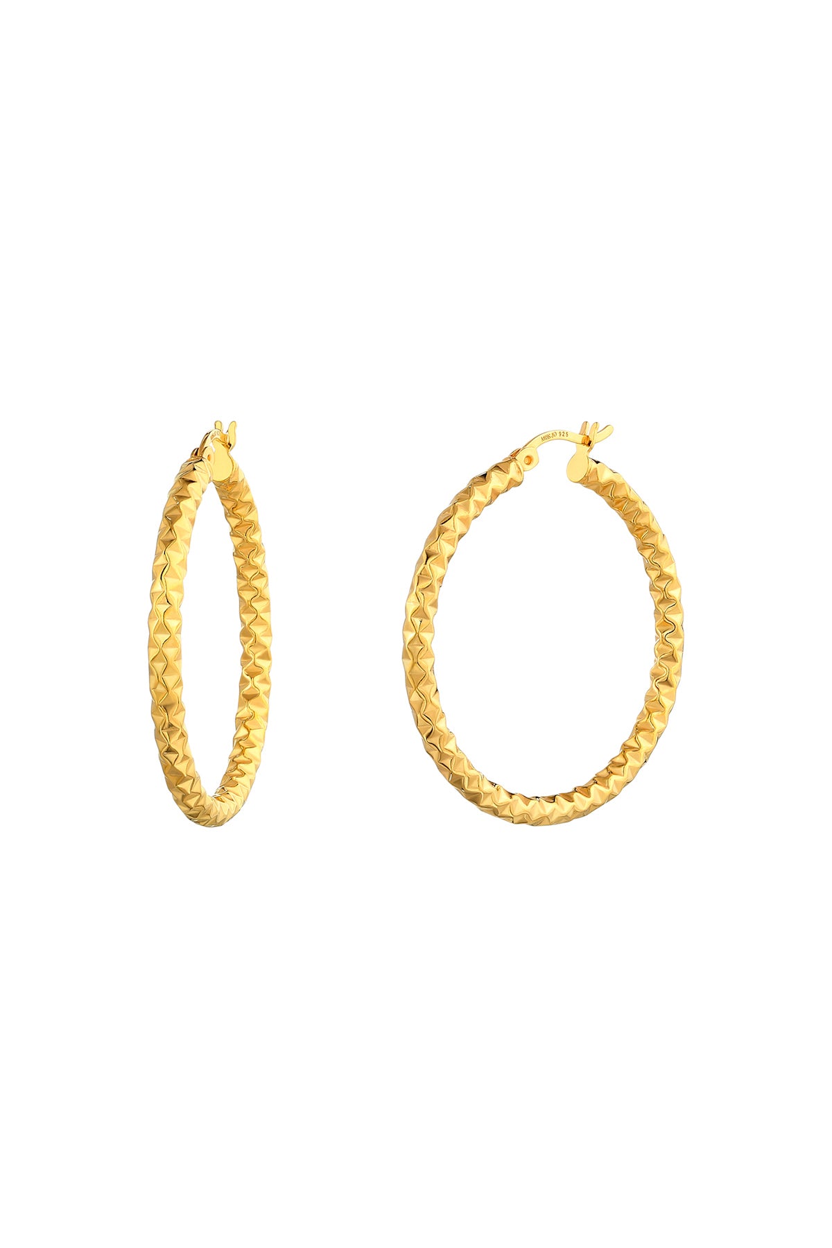 Diamond Cut Large Hoop Earrings