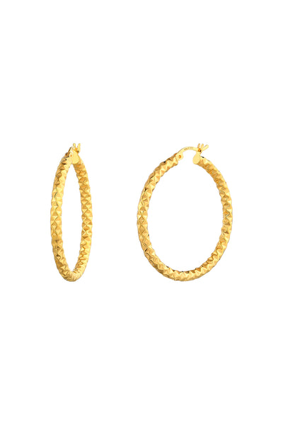 Diamond Cut Large Hoop Earrings