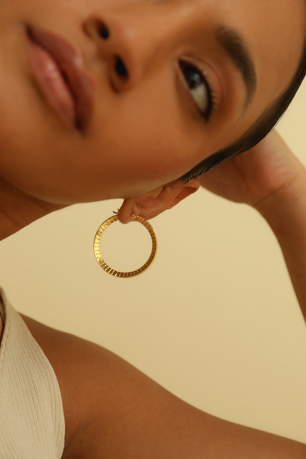 Tapered Ridges Large Hoop Earrings