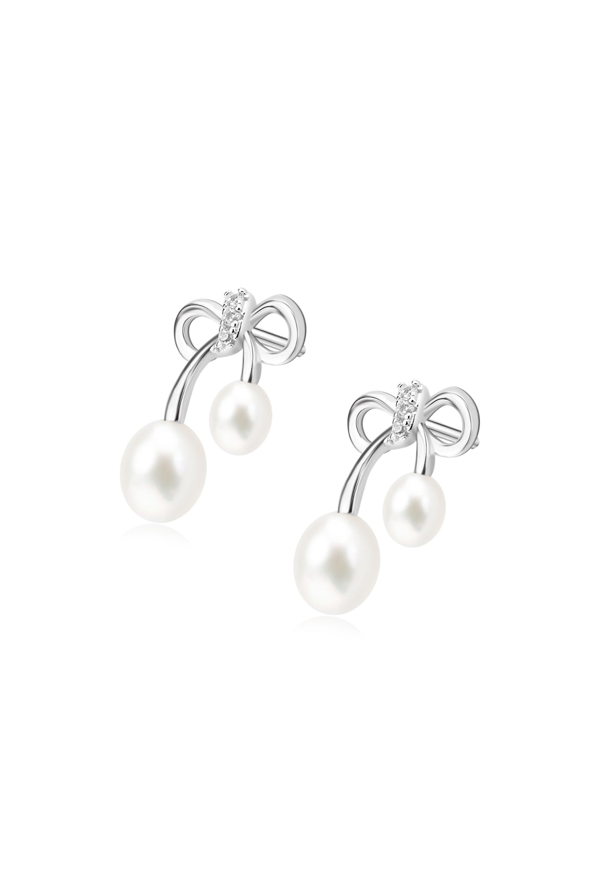 Elegant Bow Pearl Drop Earrings