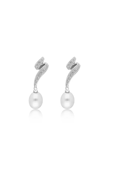 Studded Freshwater Pearl Drop Earrings