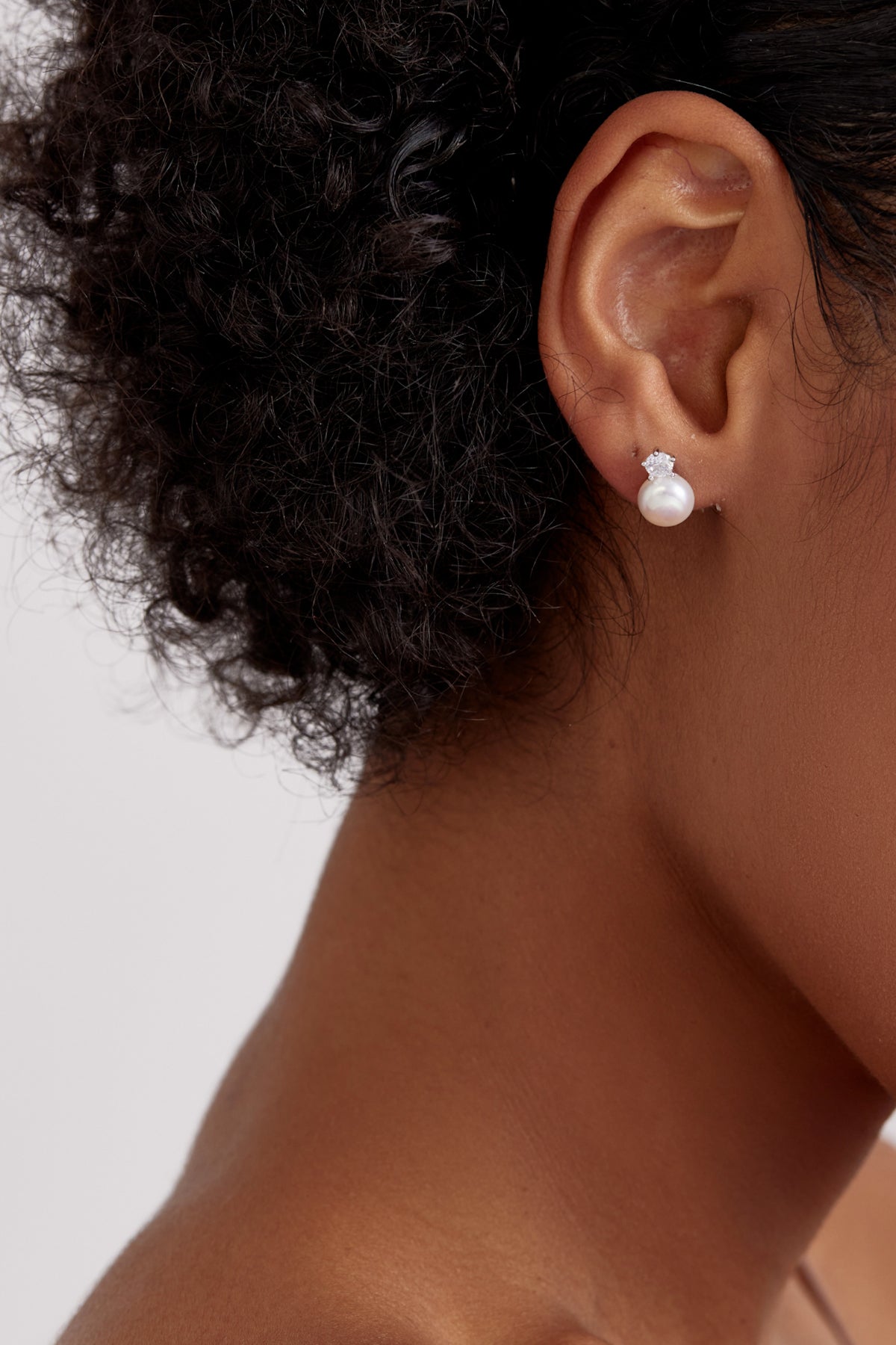 Radiant Solitaire & Pearl Stud Earrings