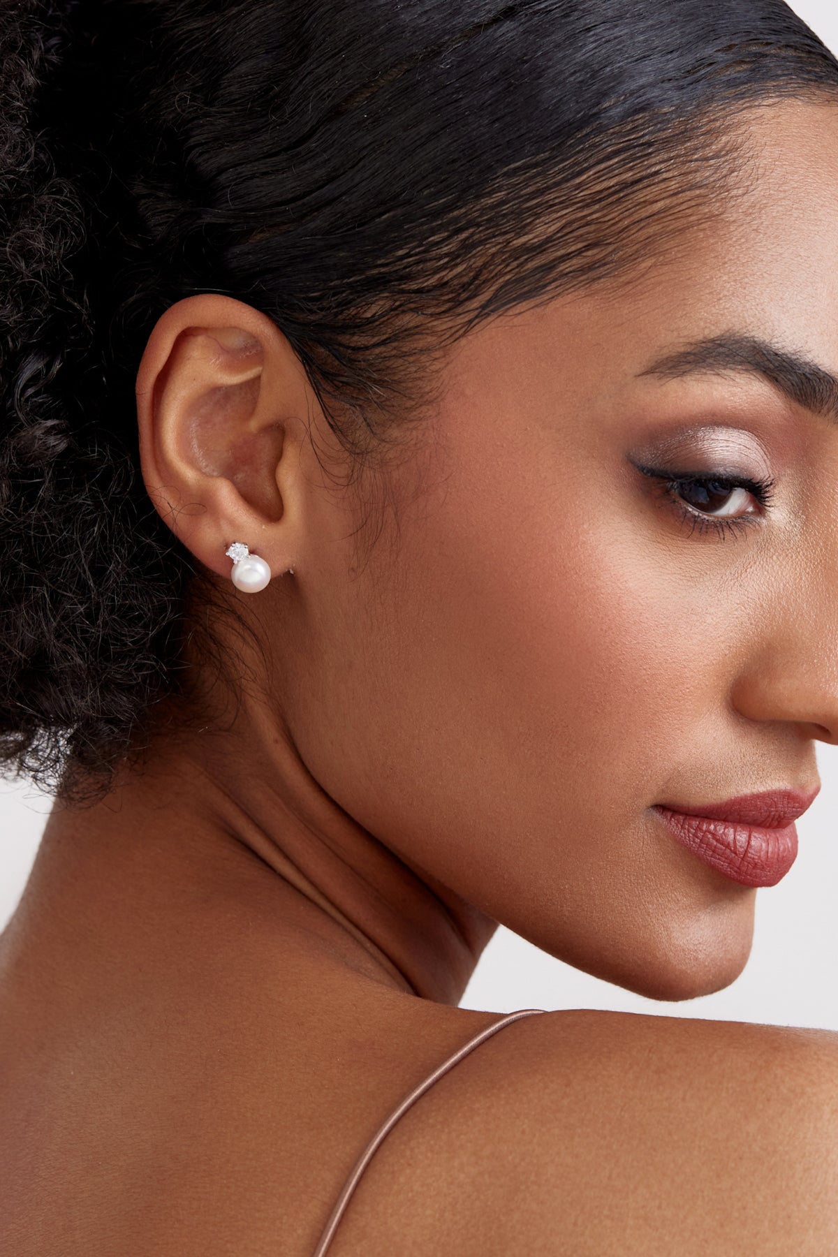 Radiant Solitaire & Pearl Stud Earrings