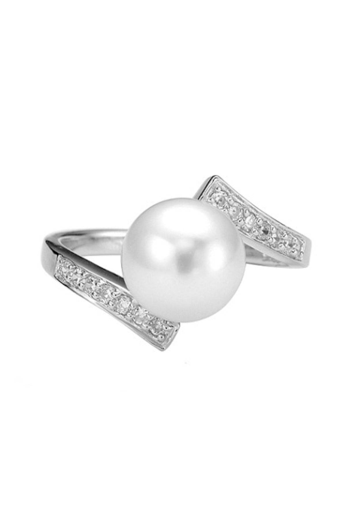 Minimalist Pearl and Zircon Ring