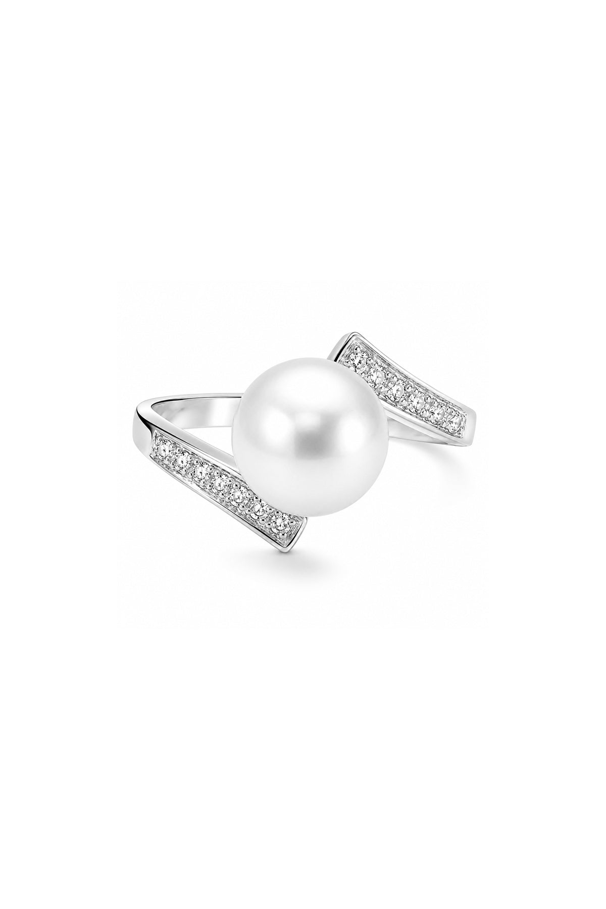 Minimalist Pearl and Zircon Ring