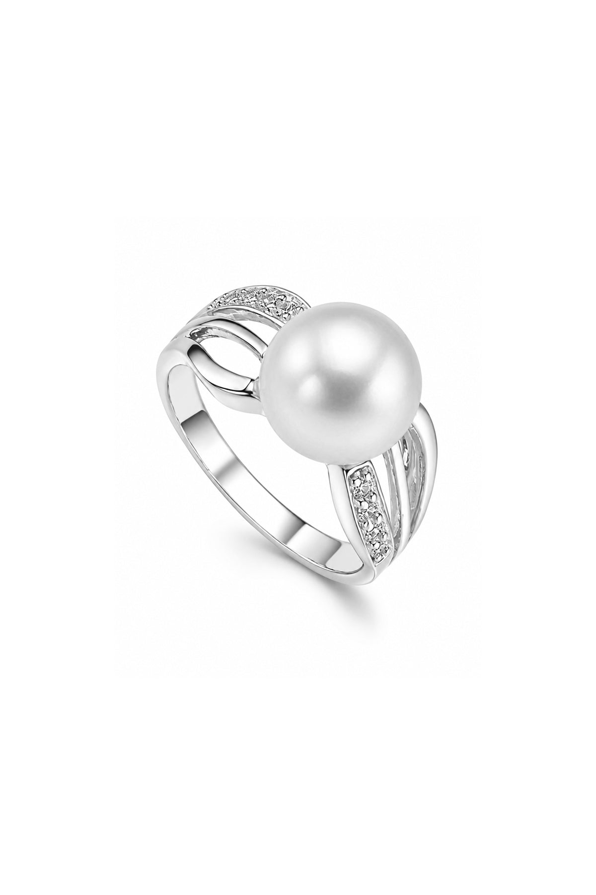 Triple Shank Band Pearl Ring