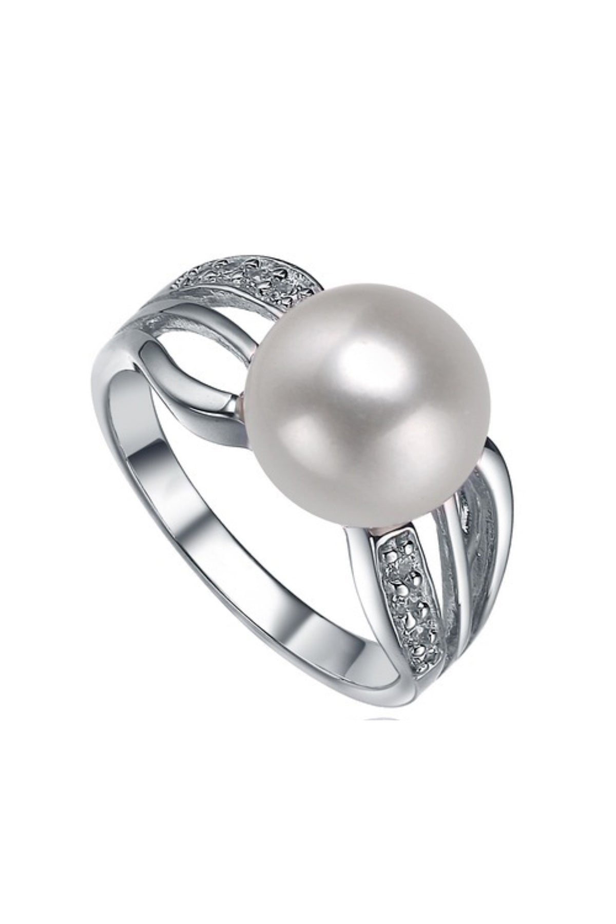 Triple Shank Band Pearl Ring