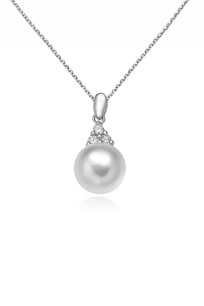 Classy Pearl & Solitaire Pendant Necklace
