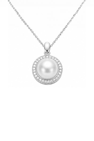 Exquisite Halo Pearl Pendant Necklace