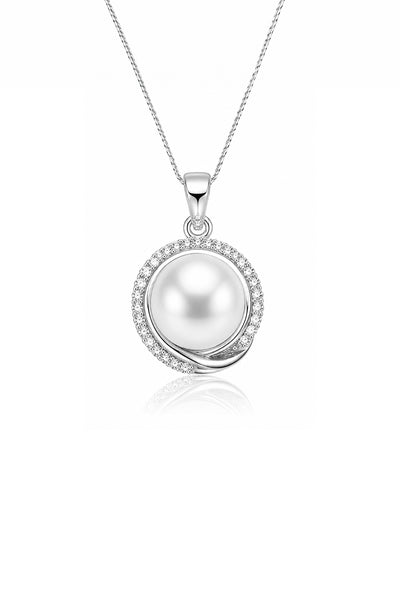 Elegant Crossover Halo Pearl Necklace