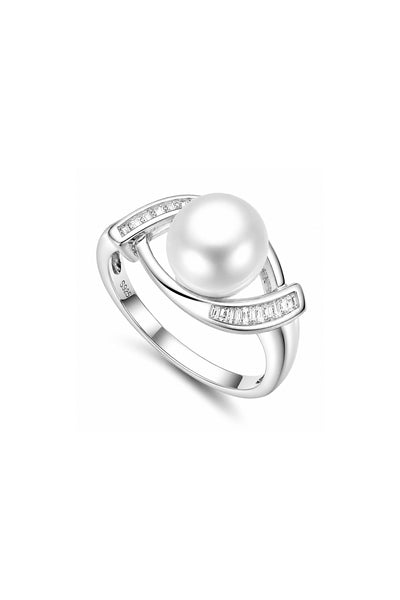 Elegant Dreams Pearl & Baguette Ring