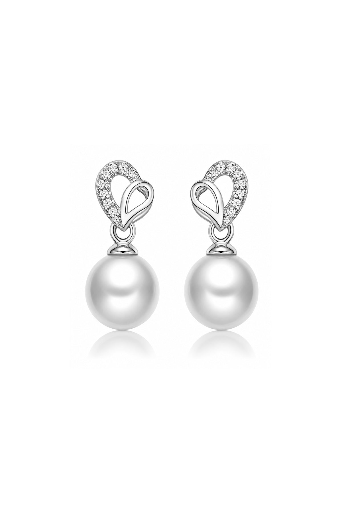 Silver Heart of Pearl Earrings
