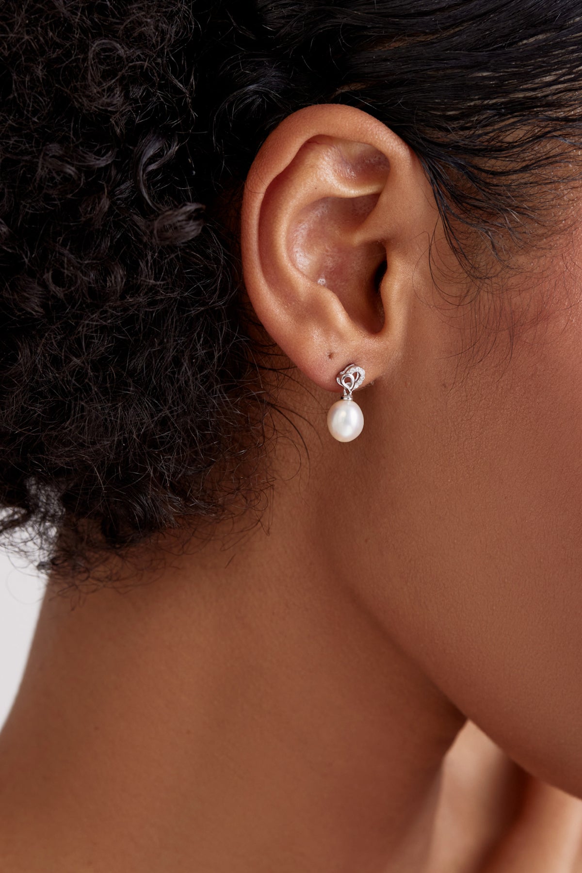 Silver Heart of Pearl Earrings