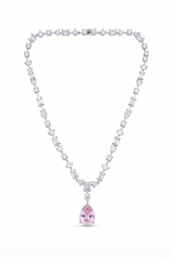 Pink Diamond Cascade Teardrop Necklace