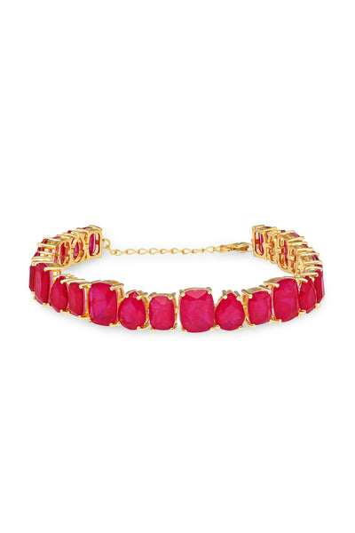 Cerise Geometric Prism Link Tennis Bracelet