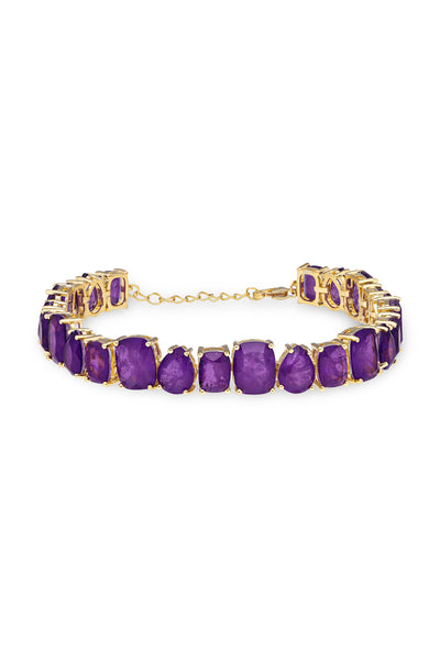 Dark Purple Geometric Prism Link Tennis Bracelet