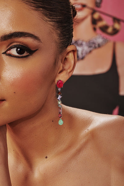 Multicolored Vibrant Single Dangler Earrings