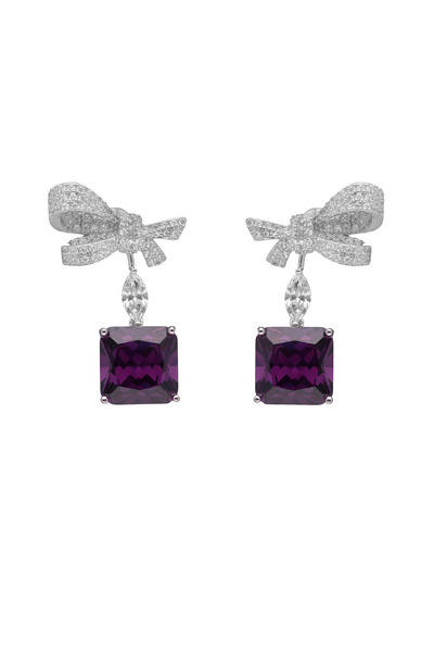 Purple Princess Bow Dangler Earrings