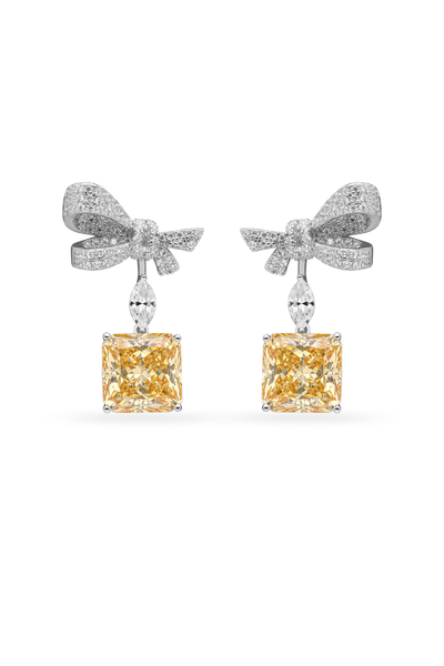Yellow Princess Bow Dangler Earrings