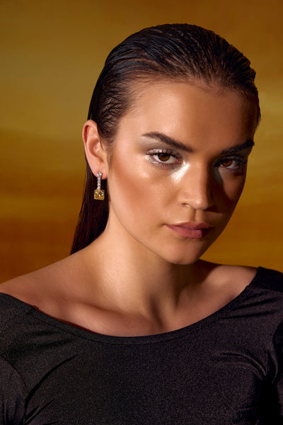 Yellow Princess Sparkle Studs Earrings
