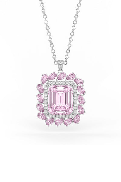 Pink Halo Sterling Silver Pendant With Chain