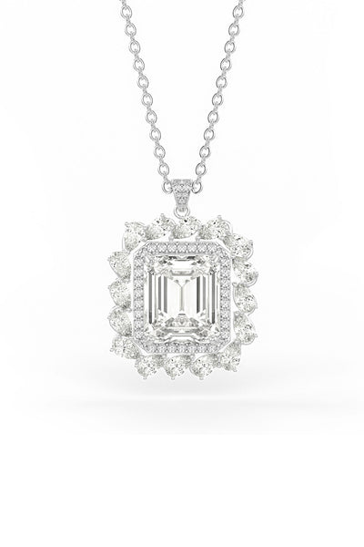 Champagne Halo Sterling Silver Pendant With Chain