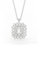 Champagne Halo Sterling Silver Pendant With Chain