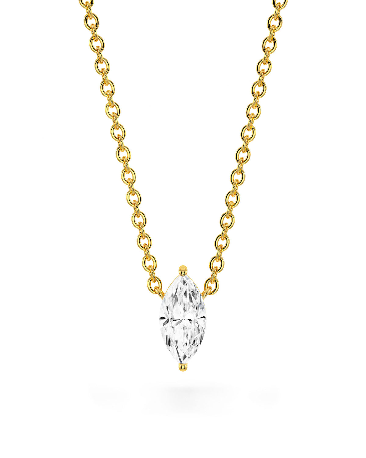 Marquise Shaped Solitaire Pendant With Chain