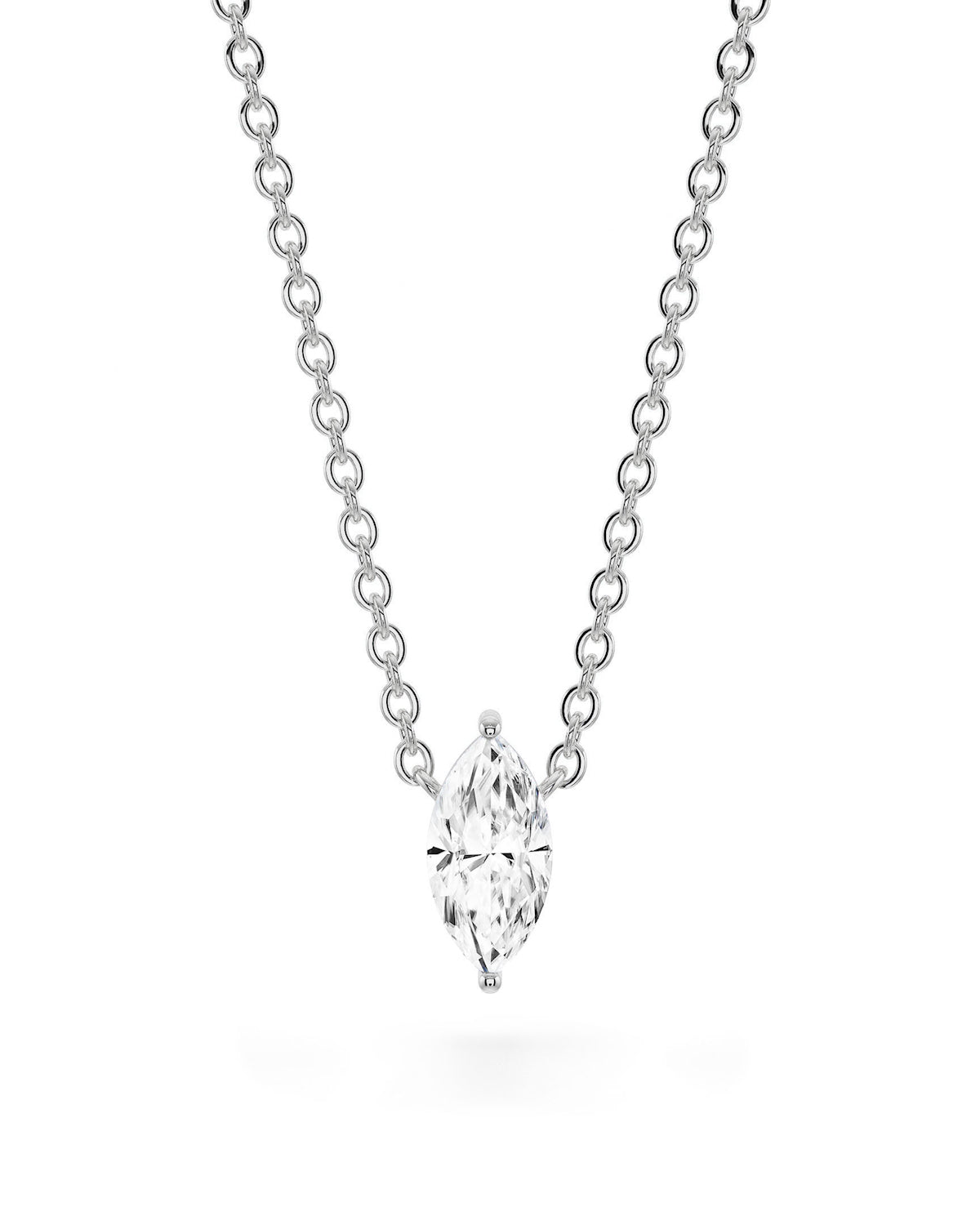 Marquise Shaped Solitaire Pendant With Chain