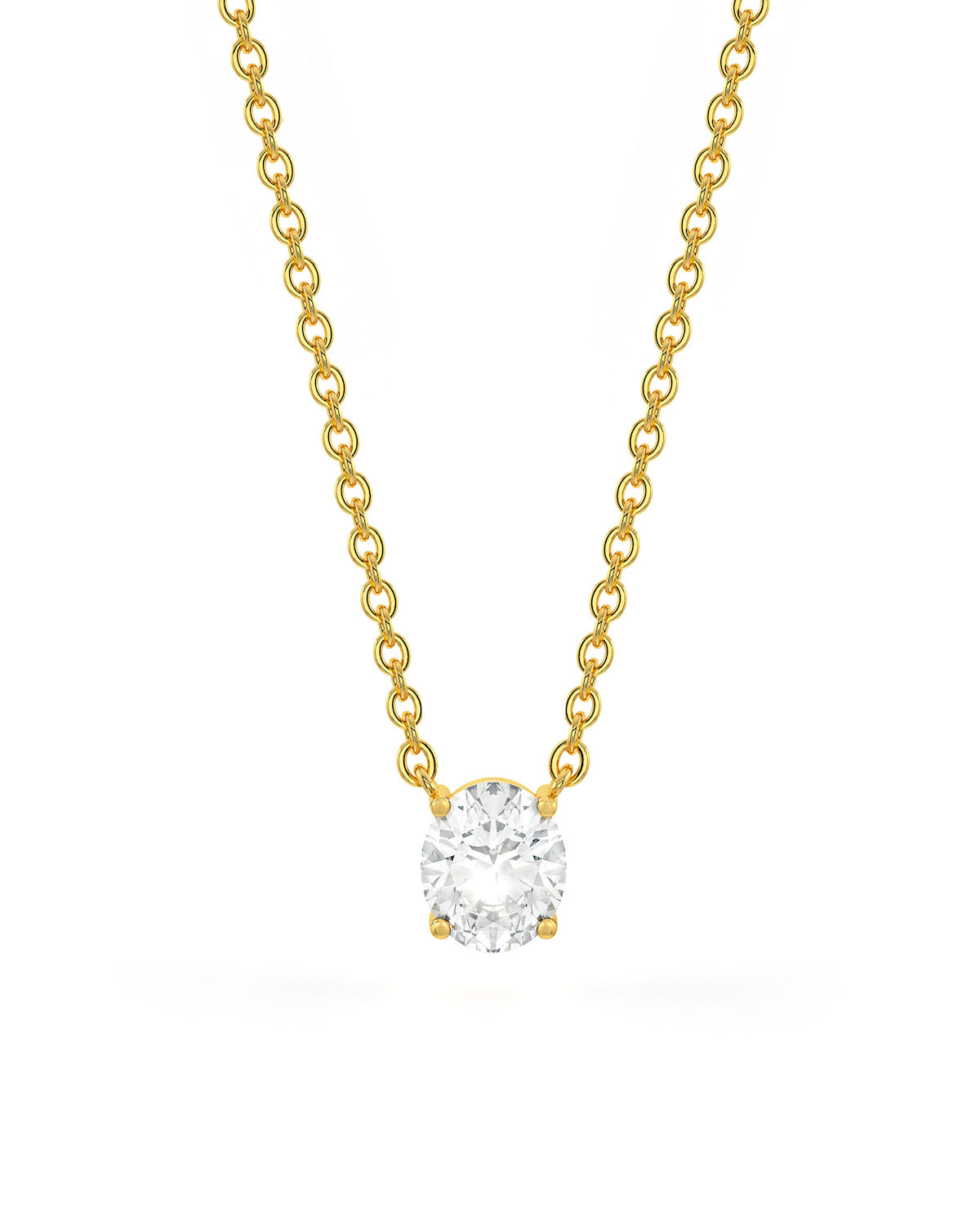 Oval Shaped Solitaire Pendant With chain