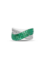 Emerald Green Foliage Twist Cocktail Ring