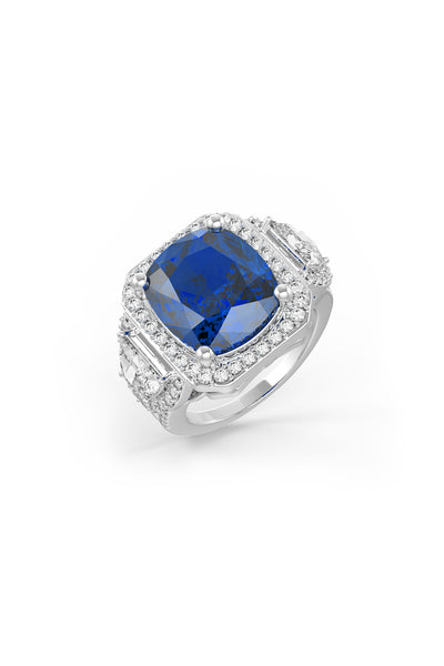Blue Sapphire Majesty Halo Ring