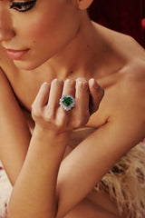 Emerald Heartbeat Cocktail Ring