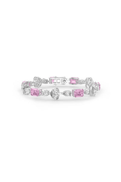 Pink Mosaic Sterling Silver Tennis Bracelet