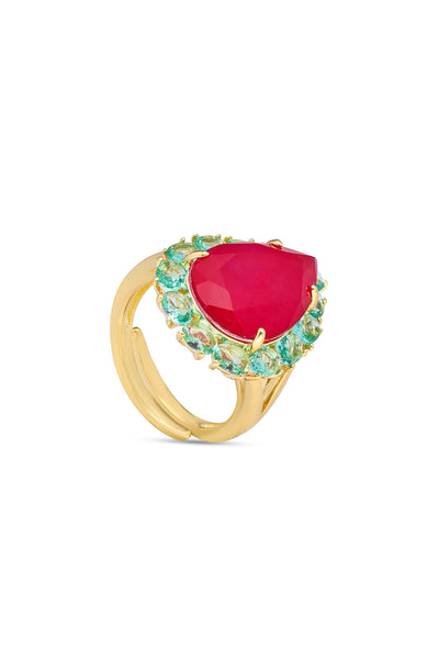 Cerise Peacock Paradise Cocktail Ring