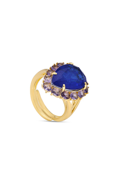 Dark Blue Peacock Paradise Cocktail Ring
