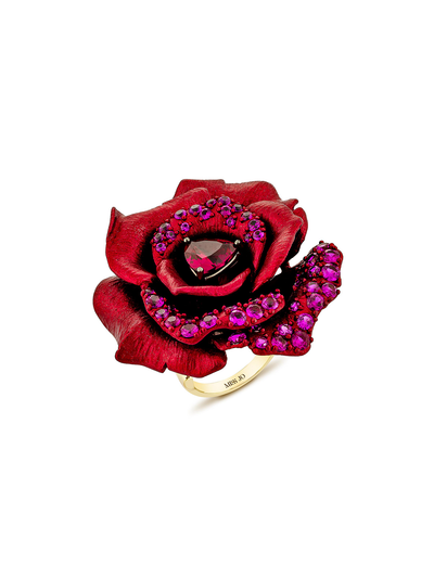 Red Majestic Rosa Gleam Cocktail Ring