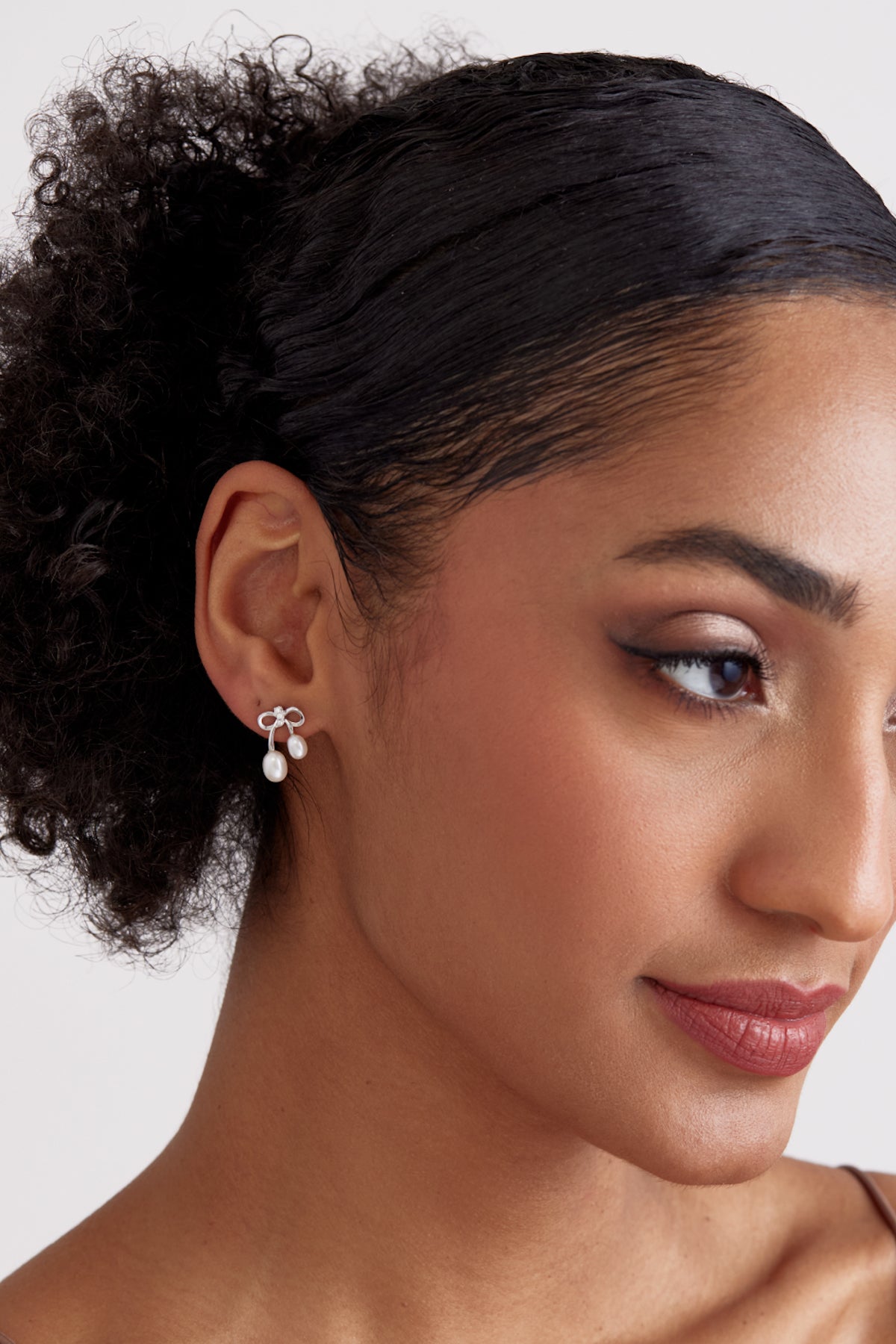 Elegant Bow Pearl Drop Earrings